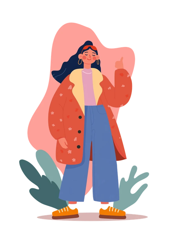 Illustration of a woman giving a friendly thumbs up